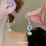 Fashion Ear Hook-pearl-blue Metal Zirconium Geometric Drop Earrings