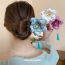 Fashion 2# Hairpin-style 2 Fabric Flower Pearl Tassel Hairpin