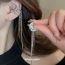 Fashion Ear Cuff-silver Metal Diamond Moon Tassel Cuff Earrings