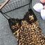 Fashion Leopard Print Acrylic Printed Suspender Shorts And Pajamas Two-piece Set