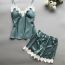 Fashion Green Acrylic Lace Suspender Shorts And Pajamas Two-piece Set