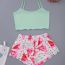 Fashion Green Polyester Camisole Printed Shorts Set