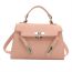 Fashion Pink Pu Lock Large Capacity Crossbody Bag