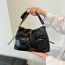 Fashion Black Pu Strap Large Capacity Shoulder Bag