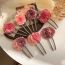 Fashion Gouache + Rose Pink Fabric Flower U-shaped Hairpin