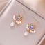 Fashion Gold Copper Pearl Lotus Earrings