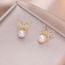 Fashion Gold Copper Diamond Pearl Butterfly Stud Earrings