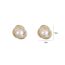 Fashion Gold Copper Diamond Pearl Round Stud Earrings