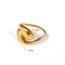 Fashion Silver Stainless Steel Drop Shape Interlaced Open Ring