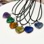 Fashion Y06 Blue Point Stone Geometric Love Leather Cord Necklace