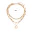 Fashion Gold Metal Medallion Multi-layered Necklace