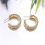 Fashion Golden C Ring Metal Threaded C-shaped Earrings