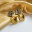 Fashion Silver Gold Plated Copper Geometric Square Stud Earrings