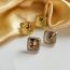 Fashion Silver Gold Plated Copper Geometric Square Stud Earrings