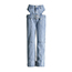 Fashion Blue High-waisted Cutout Denim Straight-leg Trousers