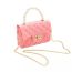 Fashion Pink Pvc Diamond Flap Crossbody Bag