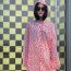 Fashion Pink Flower Eva Printed Hooded Adult Raincoat
