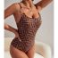 Fashion Blue Black Polyester Printed One-piece Swimsuit
