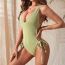 Fashion Dark Green Polyester Lace-up Cutout Swimsuit
