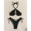 Fashion Black Polyester Crossover Halter Neck Tankini Swimsuit Bikini