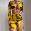 Fashion Yellow Polyester Gradient Halterneck Split Swimsuit Bikini Four-piece Set