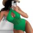 Fashion Green Polyester Cross Halter Neck Hollow One-piece Swimsuit