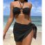 Fashion Black Polyester Halter Neck Split Swimsuit Bikini Three Piece Set