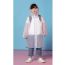 Fashion White Pink Edge Frosted + Invisible Schoolbag Bit Eva Hooded Children's Raincoat