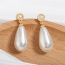 Fashion White Gold Plated Copper Drop-shaped Pearl Geometric Stud Earrings