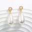 Fashion White Gold Plated Copper Drop-shaped Pearl Geometric Stud Earrings