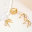 Fashion Golden Suit Copper Bow Pearl Necklace Earrings Ring Set