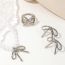 Fashion Silver Suit Copper Bow Pearl Necklace Earrings Ring Set