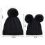Fashion Black-adult Parent-child Woolen Hat Wool Ball Knitted Parent-child Beanie Hat