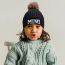 Fashion Black And Gray-mini Wool Ball Knitted Hat Letter Embroidered Fur Ball Children's Beanie