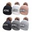 Fashion Dark Gray-mama Wool Ball Knitted Hat Letter Embroidered Fur Ball Beanie