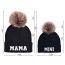 Fashion Black And Gray-mama+mini Fur Ball Beanie Letter Embroidered Knitted Parent-child Beanie