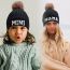 Fashion Gray-parent-child Fur Ball Beanie Letter Embroidered Knitted Parent-child Beanie