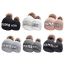 Fashion Gray-parent-child Fur Ball Beanie Letter Embroidered Knitted Parent-child Beanie
