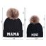 Fashion Black And Gray-parent-child Fur Ball Beanie Letter Embroidered Knitted Parent-child Beanie