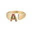 Fashion T Copper Inlaid Zirconium 26 Letter Open Ring