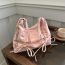 Fashion Pink Soft Leather Large Capacity Bow Shoulder Bag