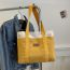 Fashion Yellow Canvas Color Block Large Capacity Shoulder Bag