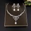 Fashion Silver Earrings Alloy Diamond Geometric Earrings And Necklace Set