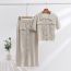 Fashion Khaki Spandex Lapel Short-sleeved Sweater Knitted Skirt Two-piece Set
