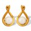 Fashion Eh289 Freshwater Pearl Earrings Titanium Steel Geometric Water Drop Pearl Cross Stud Earrings