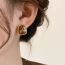 Fashion Coffee Color Metal Geometric Amber Stud Earrings