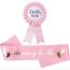 Fashion 007 Pink Mommy Suit Fabric Hot Stamping Letter Etiquette Badge Set With Lace