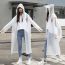 Fashion White Geometry Without Backpack Eva Adult Hooded Raincoat