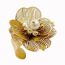 Fashion Gold Plus White Stainless Steel Pearl Flower Open Ring