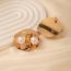 Fashion Gold Stainless Steel Pearl Disc Earrings